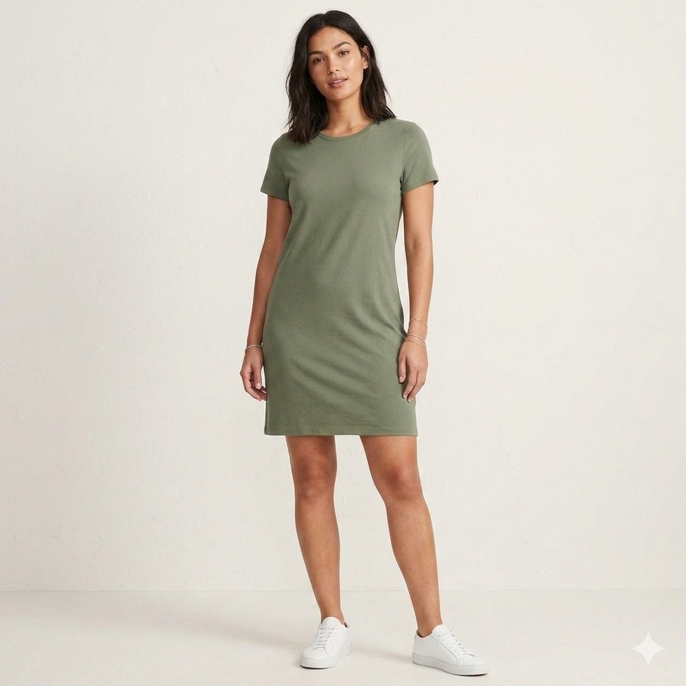 J.Crew Vintage Cotton T-Shirt Dress (Short Sleeve Crewneck) Green Medium